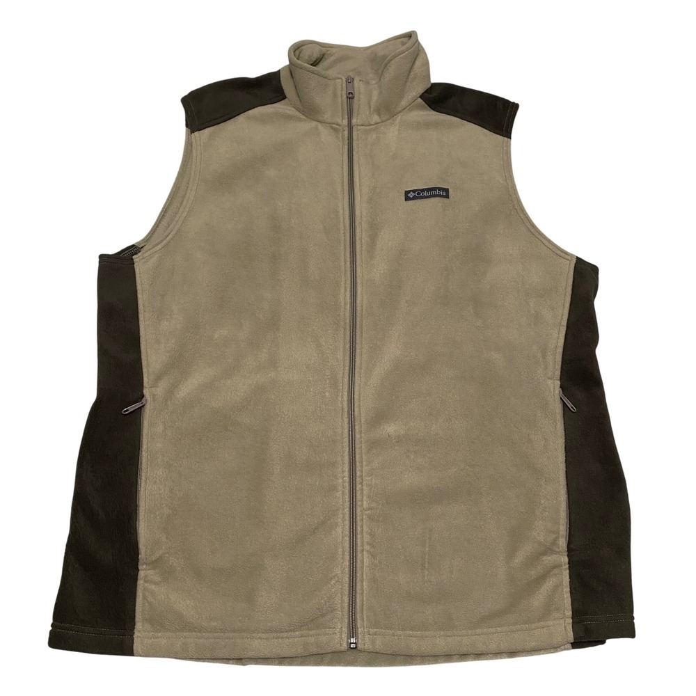 Colombia Men's Steens Mountain‎ Vest 2XL Tan Full Zip Outdoor Layer Transitional